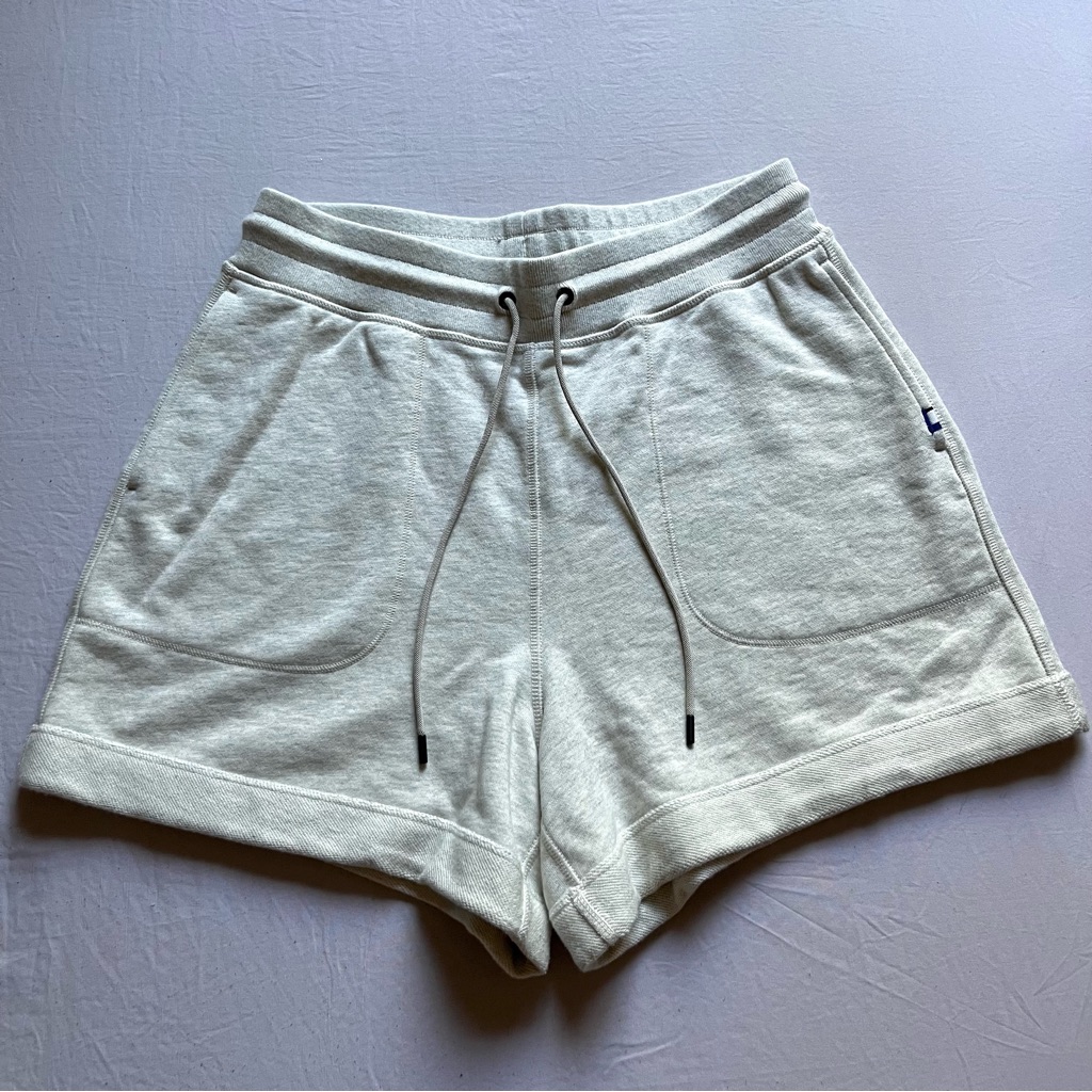 Kit And Ace Ivory Cream Cotton Terry Athletic Knit Elastic Waist Shorts